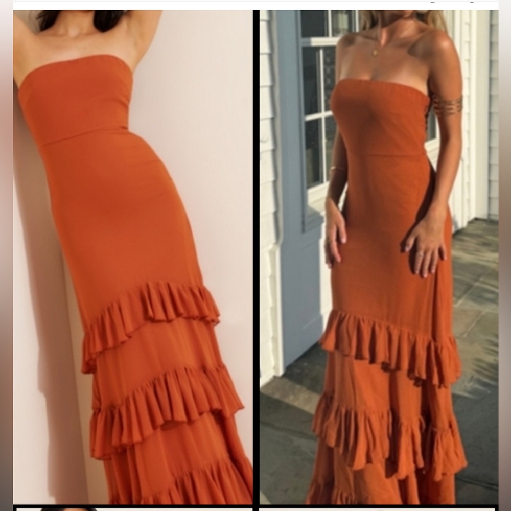 BHLDN by Anthropologie Ruffled strapless Maxi dress size 2P NWOT
